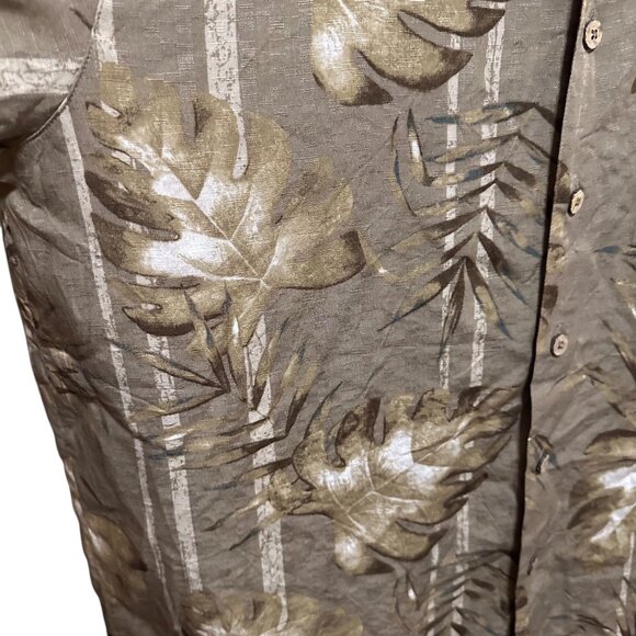 Stylish Men’s Large Caribbean Rayon Shirt – Brown Leaf Pattern, Short Sleeve - Picture 7 of 9